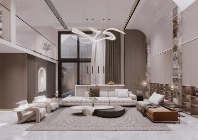 现代别墅客厅3D模型下载